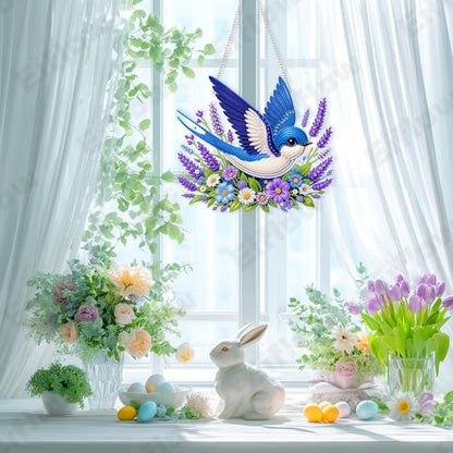 Eiflow Acrylic Diamond Art Hanging Kit for Adults, DIY Diamonds Painting Door Hanger Board Kit, Special Crystal Diamond Art Painting Pendant Ornament (Blue Bird) - color: Blue Bird