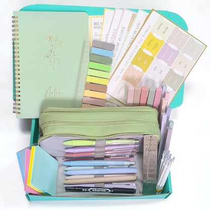 SHINYHARBOR 47Pcs Bible Study Journaling Supplies Kit for Women, Green - color: Green