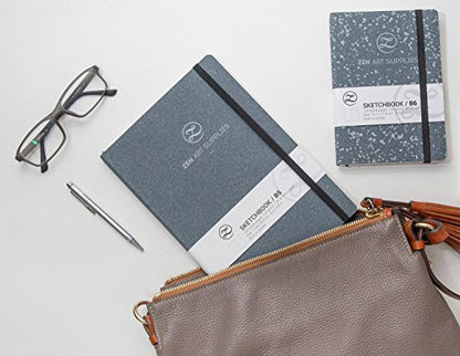 ZenART B6 (5x7) Travel Artist Small Sketchbook/Drawing Book - 120GSM 160P | Lay Flat, Soft Cover, Pocket, Strap, Acid-Free Mini Drawing Notebook - Art Sketch Book for Drawing, Dry & Light Wet Media - color: B6 Spotty Leather 120gsm, size: B6 (5" x 7")