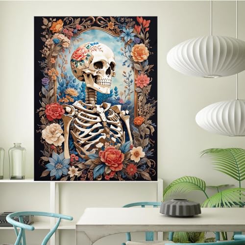 Diamond Art Kits for Adults Skull Flower Diamond Painting Kit 12x16in - color: Skull-C-Round Drill, size: 11.8x15.7in(30x40cm)