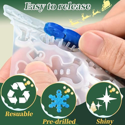 6 Pack Christmas Resin Earring Molds with Holes, Various Shapes Elk Santa Claus Snowman Gingerbread Man Angel Silicone Mold for Earring Pendant Christmas Theme Jewelry Gift - color: 6 Pcs Christmas Theme Earring Molds