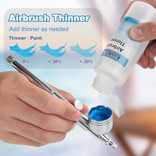 FansArriche Airbrush Cleaning Kit, 4.05 fl oz / 120 ml Each | 4 Airbrush Cleaners, 1 Thinner, 1 Airbrush Flow Improver & Airbrush Cleaning Pot, for Water-Based and Acrylic Paints