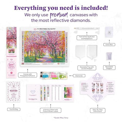 DIAMOND ART CLUB Cherry Blossom Trees Diamond Art Kits for Adults | Premium Diamond Painting Kit, Fun DIY Crafts for Adults, Round Diamond Art Canvas, 17" x 13" (42.6 x 32.8 cm) - color: Cherry Blossom Trees