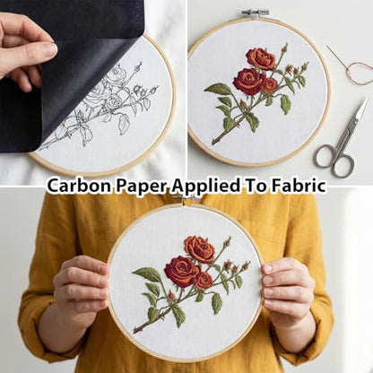 PSLER 100 Sheets Carbon Transfer Paper - Tracing Paper & 3 Embossing Stylus | Use with Carbon Paper, Dark Carbon Copy Paper for DIY Woodworking, Canvas, Art Crafts, Pattern Transfer & Drawing Surfaces - size: A4 (100 Sheet with 3PCS Embossing Stylus)