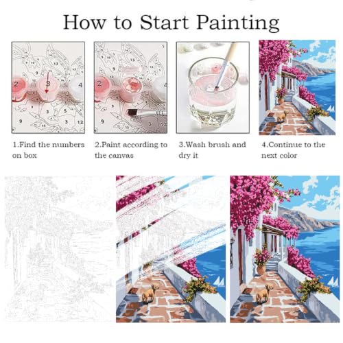 ZRIZQ Landscape Paint by Numbers Kit for Adults Beginner,Scenery,16x20 | Full set with rich paints,wooden brushes,rolled canvas.Calming activity.Beginner friendly.Just open and paint. - color: 16"X20"Rolled Canvas(Frameless)-Landscape 17