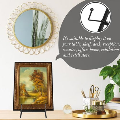 Leinuosen 2 Pcs Metal Easel Stand 16.5" H x 8.7" W x 4.3" D Table Top Easel Stand for Display Tripod Art Picture Mirror Modern Plate Holder for Display Book Photo Wedding Sign (Black) - color: Black