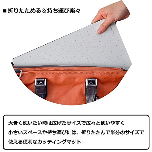LION Foldable, Portable & Reversible Self-Healing Cutting Mat, 18" x 24", with 1cm Dot Grid, PVC Free, Dark Gray Front & Off-White Back, 1 ea. (FCM-60) - size: 23.6"L x 17.7"W