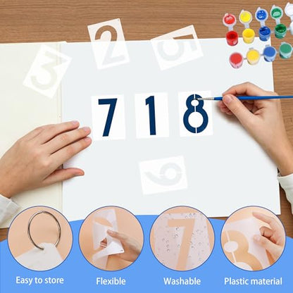 10PCS Number Stencils,3 Inch Plastic Number Stencils Paint Templates - size: 3 Inch