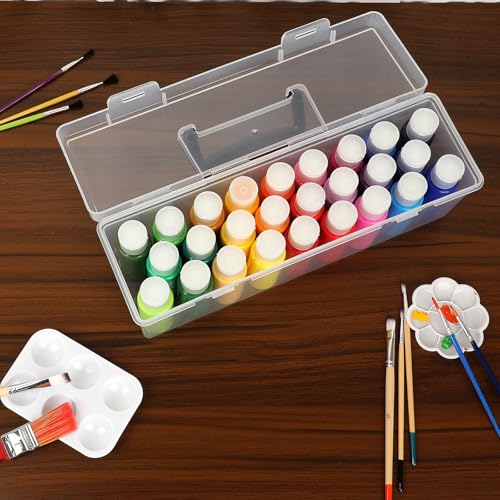 JUXYES Plastic Clear Acrylic Paint Bottle Storage Organizer Box with Handle - size: 1 Pack