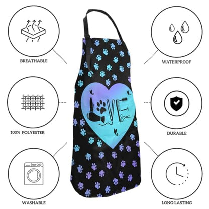 Giwawa Unisex Adult Apron Waterproof Stain Resistant Kitchen Cooking Apron with 2 Pockets for BBQ Grill Painting - color: Dog Grooming