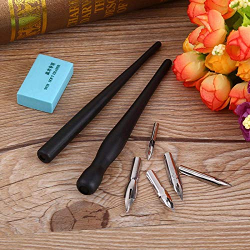 Manga Pen Cartoon Comic Pen Nib Drawing Tools Comic Dip Pen Set with 2 Black Pen Holders 5 Nibs 1 Drawing Eraser