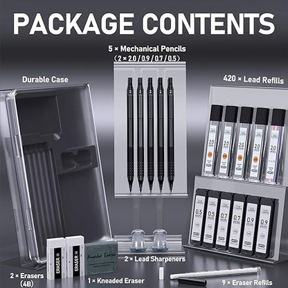 Four Candies 25PCS Art Mechanical Pencil Set + Mechanical Pencil Set Black