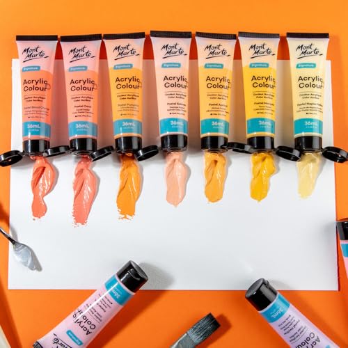 Mont Marte Acrylic Colour Pastel Paint Set Signature 48pc x 36ml (1.2 US fl.oz), Creamy Pastel Acrylic Paint Set, Good Coverage, Semi-Matte Finish, Ideal For Most Art and Craft Surfaces.