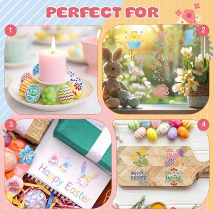 Marspark 72 Pcs Small Bunny Egg Stencils for Crafts Reusable, 3 Inch - style: Bunny Egg