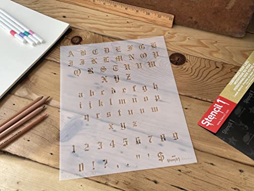 Stencil1 Old English Font Stencil 1/2" Alphabet Letters Painting Craft - size: 1/2" Letters
