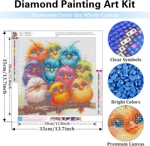 RYMILIE Birds Diamond Art Kits for Adults Diamond Painting Kit 12x16in - color: DP00626