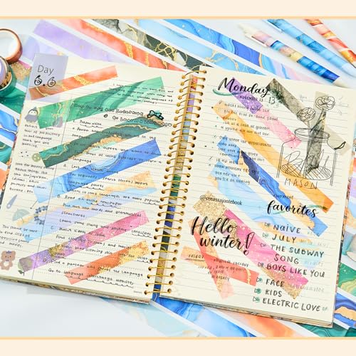 Marble Washi Tape Set 30 Rolls,Decorative Masking Tape for Junk Journal, Scrapbooking Supplies, DIY Crafting Supplies - style: Marble