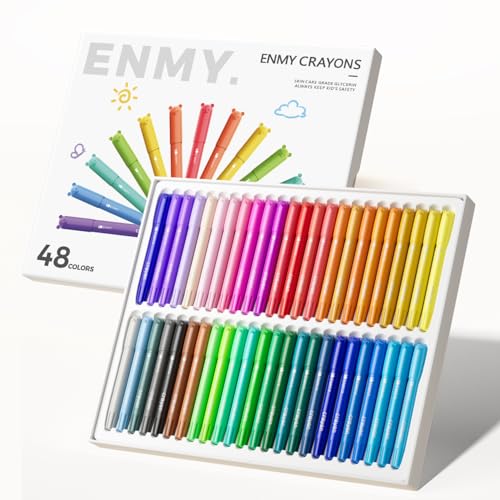 ENMY 48 Colors Gel Crayons, Twistable Non-Toxic Crayons Set, Washable Jumbo Crayons for Kids, DIY Craft Project, Art Supplies & Gifts - color: 48 Colors