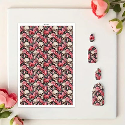 20 Pcs Clay Transfer Paper for DIY Art Crafts, Halloween Skull Floral Butterfly Heart 4 Pattern Design Water Polymer Clay Transfer Sheets Paper for Polymer Clay Jewelry Earrings Making 5.82X3.93 in - color: 4 Pattern Sets