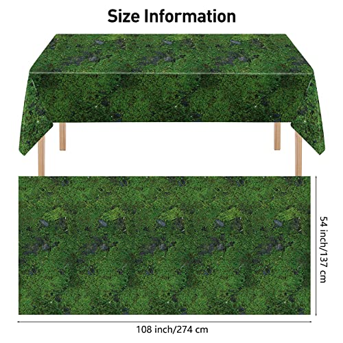 durony 2 Pieces Green Moss Pattern Plastic Tablecloth Green Leaves Tablecloth Waterproof Party Table Cover for Plants Nature Themed Party Table Decor, 108 x 54 Inch - style: Green Moss