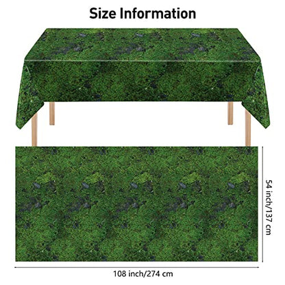 durony 2 Pieces Green Moss Pattern Plastic Tablecloth Green Leaves Tablecloth Waterproof Party Table Cover for Plants Nature Themed Party Table Decor, 108 x 54 Inch - style: Green Moss