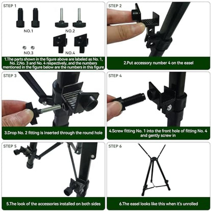 Ns Jymb Tabletop Easel Stand for Painting and Sign, 13x19, Black | Compact metal tripod holds 13x19 canvas, poster, whiteboard and signs for desk display, drawing, school and travel use