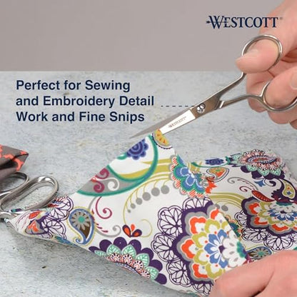 Westcott 5in Forged Fabric and Paper Scissors, Precision Scissors for Embroidery Detail, Sewing, Quilting, Tailoring, Arts and Crafts - size: 5-Inch Straight