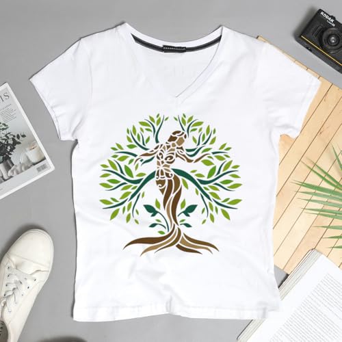 11.8"x11.8" Tree of Life Wall Stencil Templates, Mandala Woman Tree Reusable Plastic Stencils for Painting on Wood Floor Tile Fabric Glass Furniture DIY Home Decor Template | 11.8" x 11.8" Plastic Craft Stencil, Tree of Life Wall Stencil, DIY Home Decor T