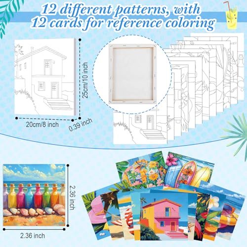 Sherr 12 Pcs Pre Drawn Canvas for Adults,Hawaiian Holiday,8 x 10 Inch | Pre Printed Canvas, Sip and Paint Party Canvas Painting Kit, for Holiday Painting Crafts Favor - size: 8 x 10 Inch, style: Hawaiian Holiday