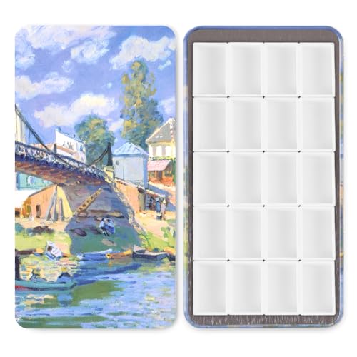 20 Empty Full Pans Watercolor Palette Tins Box with Magnetic Squares | 3ml Plastic Half Pan,Metal Paint Tray Palettes for Travel,Lightweight Portable,Watercolor Painting Mixing Tray.Bridge - color: Bridge, size: 20 Full Pans