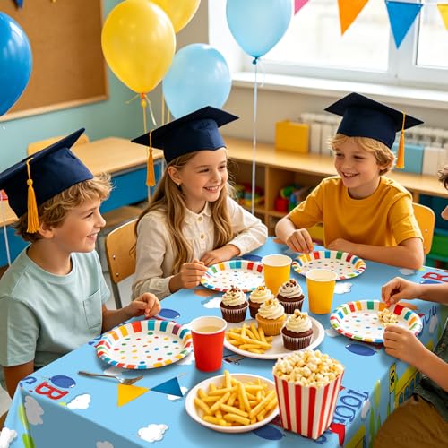 Kochorie 2 Pack Back to School Tablecloth Plastic Rectangle Table Cover 108 x 54 Inch Disposable School Party Tablecloth for Classroom First Day of School Décor Party Supplies - style: Back to School