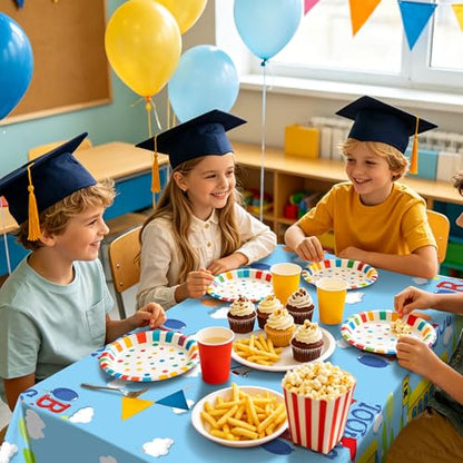Kochorie 2 Pack Back to School Tablecloth Plastic Rectangle Table Cover 108 x 54 Inch Disposable School Party Tablecloth for Classroom First Day of School Décor Party Supplies - style: Back to School