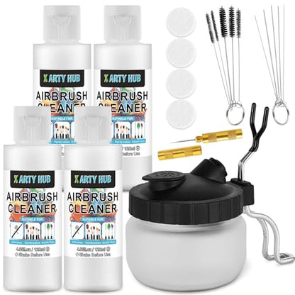 X ARTY HUB Airbrush Cleaning Kit, 16.2 fl oz Cleaner, Cleaning Pot & Tools - size: Airbrush Cleaning Kit with 16.2 fl oz Cleaner