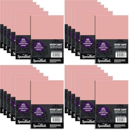 Speedball Speedy-Carve Premium Printmaking Blocks - 4" x 6" Pink Carving Material, Soft & Precise (24-Pack) - Perfect for Custom Stamps, Block Printing & Art Projects - size: 4" x 6" (Pack of 4)