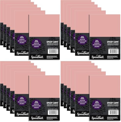 Speedball Speedy-Carve Premium Printmaking Blocks - 4" x 6" Pink Carving Material, Soft & Precise (24-Pack) - Perfect for Custom Stamps, Block Printing & Art Projects - size: 4" x 6" (Pack of 4)