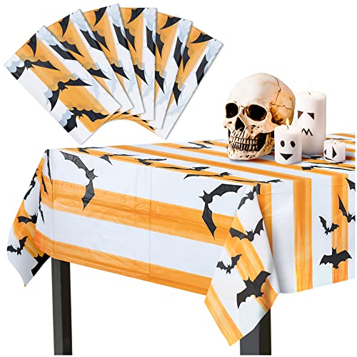 MATICAN Halloween Tablecloth, 6-Pack Disposable Halloween Table Cloths, Bats Plastic Table Covers, 54 x 108 Inches, Halloween Party Decorations - color: Bats