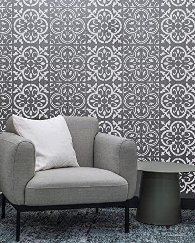 STENCILOGY® / 4 pcs. 12 x 12 Inches/Tile Stencil Set, Reusable Tile Stencils Set for Painting, Furniture, Floor/Household Paint Wall Stencils (12x12 inches) - size: 12x12 inches