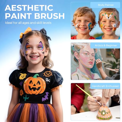 Nicpro 7pcs Face Paint Brush Set,Aesthetic Pastel Face & Body Paint Brushes - color: Pastel