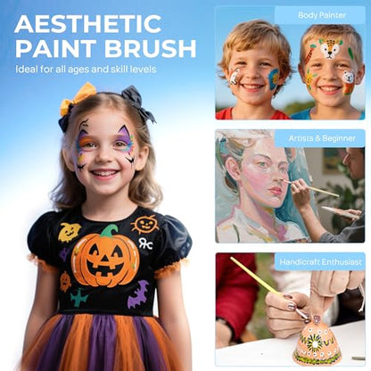 Nicpro 7pcs Face Paint Brush Set,Aesthetic Pastel Face & Body Paint Brushes - color: Pastel