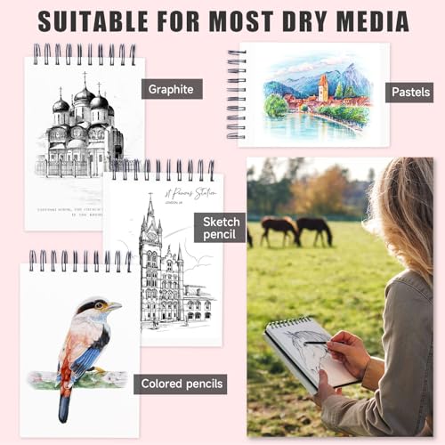Sketch Book, 5.5" x 8.5" Sketchbook with 60 Sheets (68lb/100gsm), 1 Pack Drawing Pad Acid Free Drawing Book Sketch Pad for Kids Adults Beginners Artists - color: Black 1