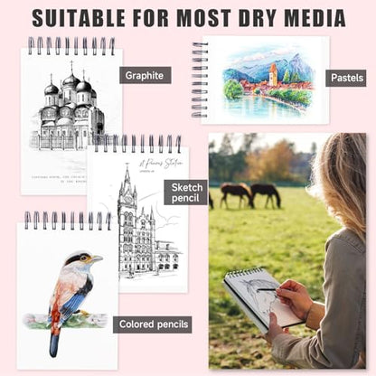 Sketch Book, 5.5" x 8.5" Sketchbook with 60 Sheets (68lb/100gsm), 1 Pack Drawing Pad Acid Free Drawing Book Sketch Pad for Kids Adults Beginners Artists - color: Black 1