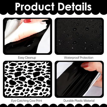 Kochorie 2 Packs 108 x 54 Inch Cow Print Tablecloths, Disposable Black and White Cow Print Table Cloth, Waterproof Cow Themed Plastic Table Cover for Farm Animal Birthday Baby Shower Party Decor - style: Cow Print