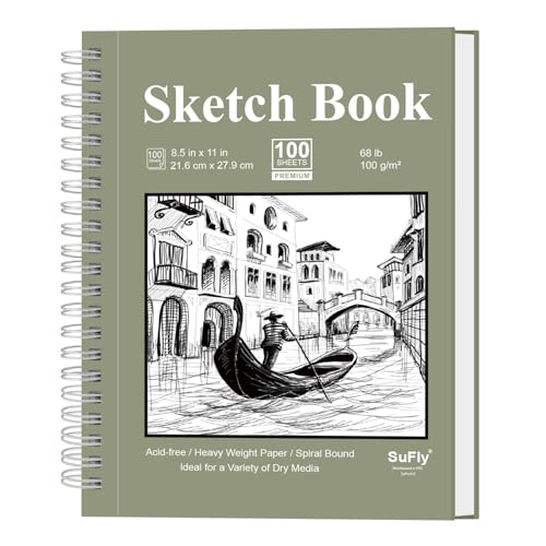 Sketch Book 8.5 x 11, Sketch Pad, Pack of 1 (68lb/100gsm), 100 Sheets Spiral Sketchbook, Acid Free Drawing Paper, Sketch Pads for Drawing for Adults, Art Paper for Drawing and Painting for Kids. - color: Green, size: 8.5-x-11-inch:1 Pack