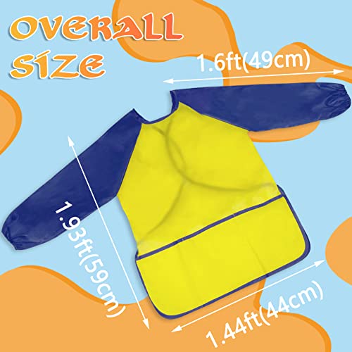 Zkptops 12 Pack Kids Art Smocks for Boys Girls Age 3-7 Years, Waterproof | Kids Painting Aprons, Paint Smocks with Long Sleeve 3 Roomy Pockets,Washable Toddler Paint Aprons,Velcro Closure,for Drawing - color: 12 Pack
