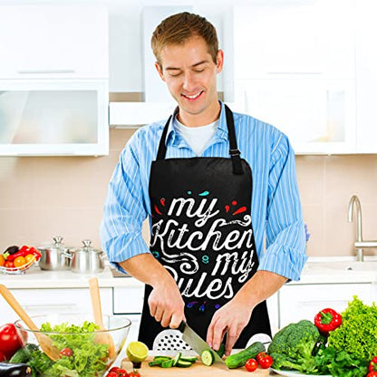 Adjustable Waterproof Apron Bib Apron with 2 Pockets Cooking Kitchen Aprons for Women Men Chef - color: My Kitchen My Rules Apron