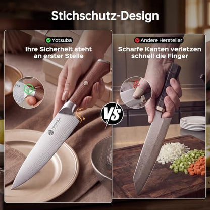 YOTSUBA 3 PCS Japanese Kitchen Knife Set with Full Tang Rosewood Handle - style: 3pcs knife set
