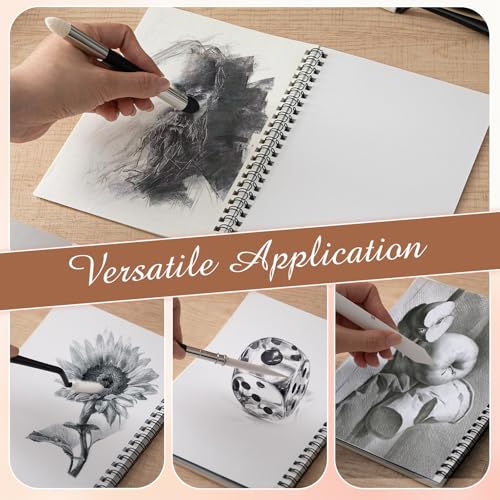 AmazingSpark 40 Pcs Blending Stumps for Drawing Set Sketch Drawing Tools Accessories with Sandpaper Pencil Sharpener Extension Tool Erasers, Sponge Replacement Heads & Felt Bag for Charcoal Sketch
