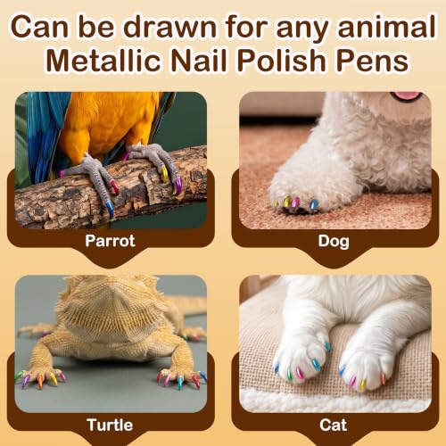 Dog Nail Polish Pens Quick Dry, Pet Safe for DIY Nails -15 Metallic Colors