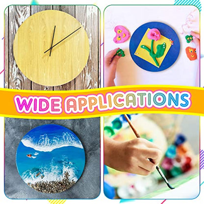 Geelin 6 Pcs Unfinished Round Wood Canvas Panels for Painting 8 Inch/12 Inch Circle Wood Panels Round Cradled Wooden Board Tray for Christmas DIY Gifts Oil Pouring Art Crafts Acrylics Painting