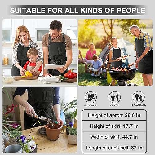 MyLifeUNIT Artist Apron, Adjustable Painting Apron with 10 Pockets for Arts and Craft, Black Canvas Pottery Apron for Women Men (Shoulder Straps Apron)